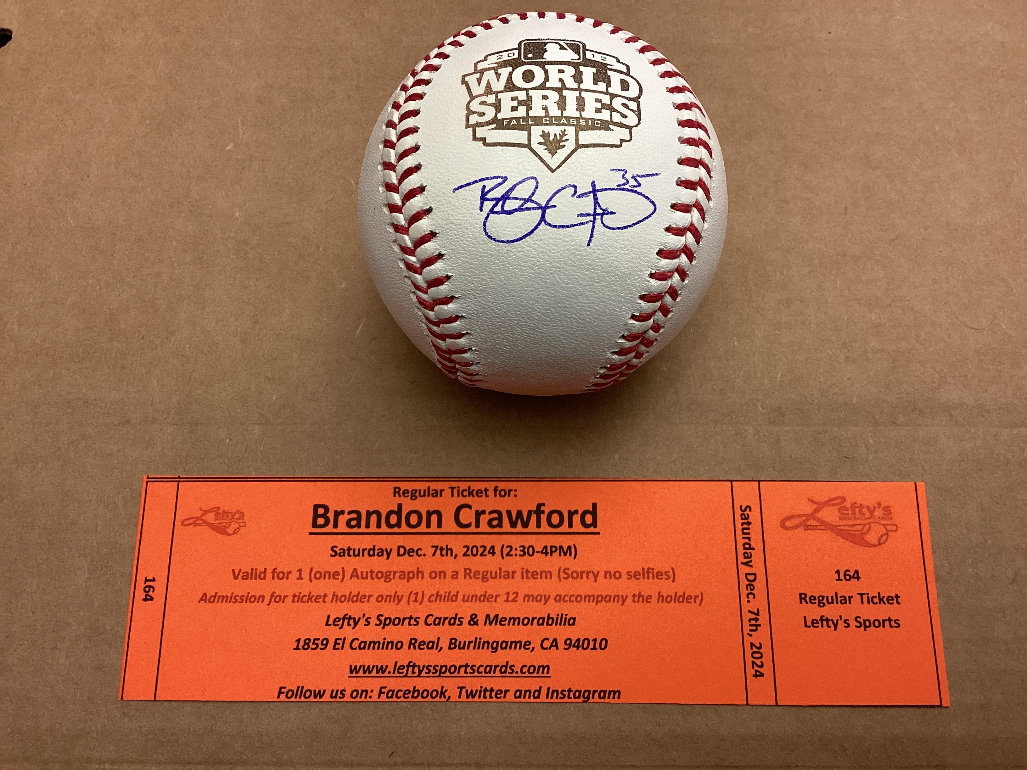 Brandon Crawford San Francisco Giants Autographed 2012 World Series Baseball