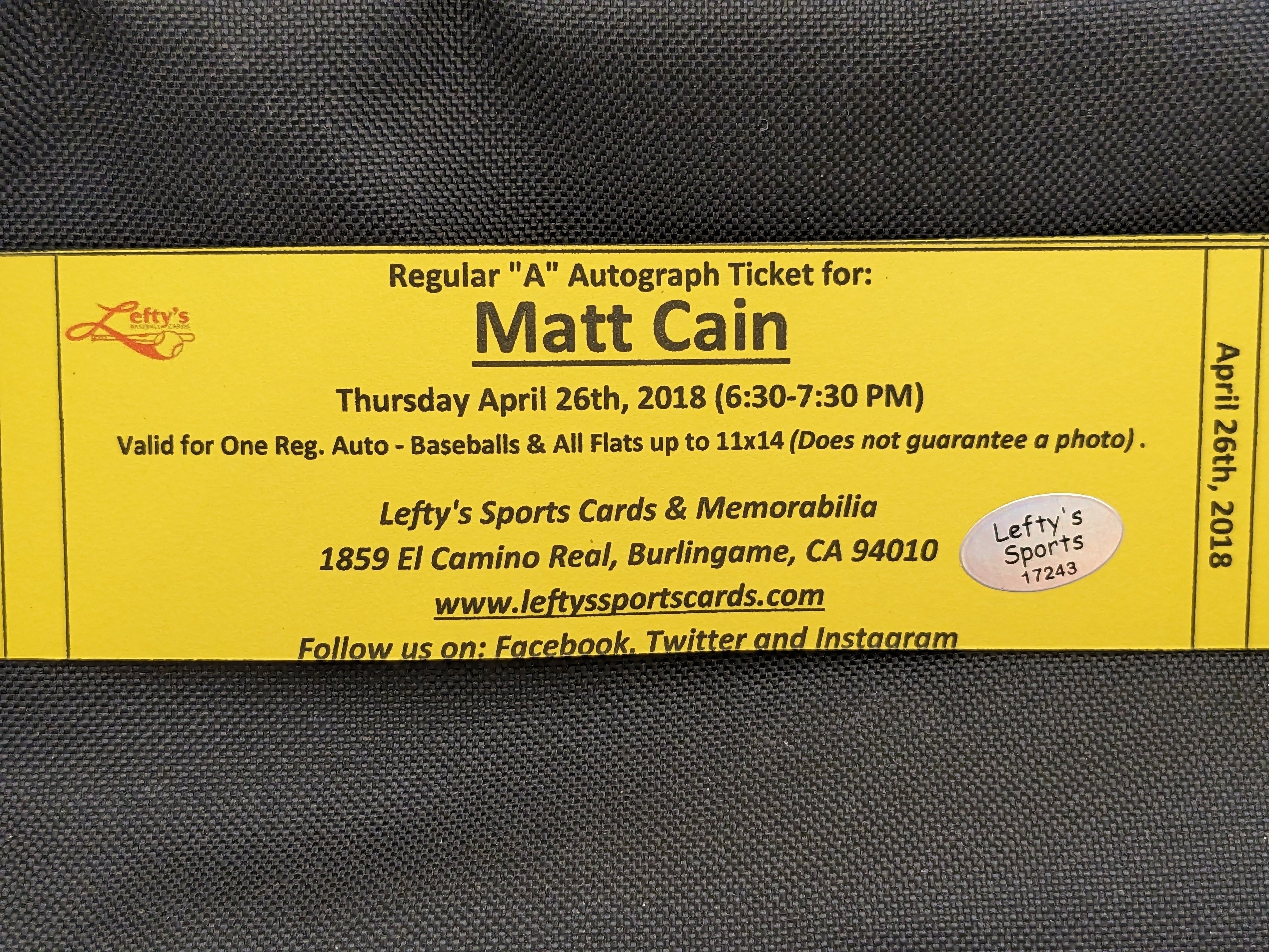 Matt Cain San Francisco Giants Autographed Baseball