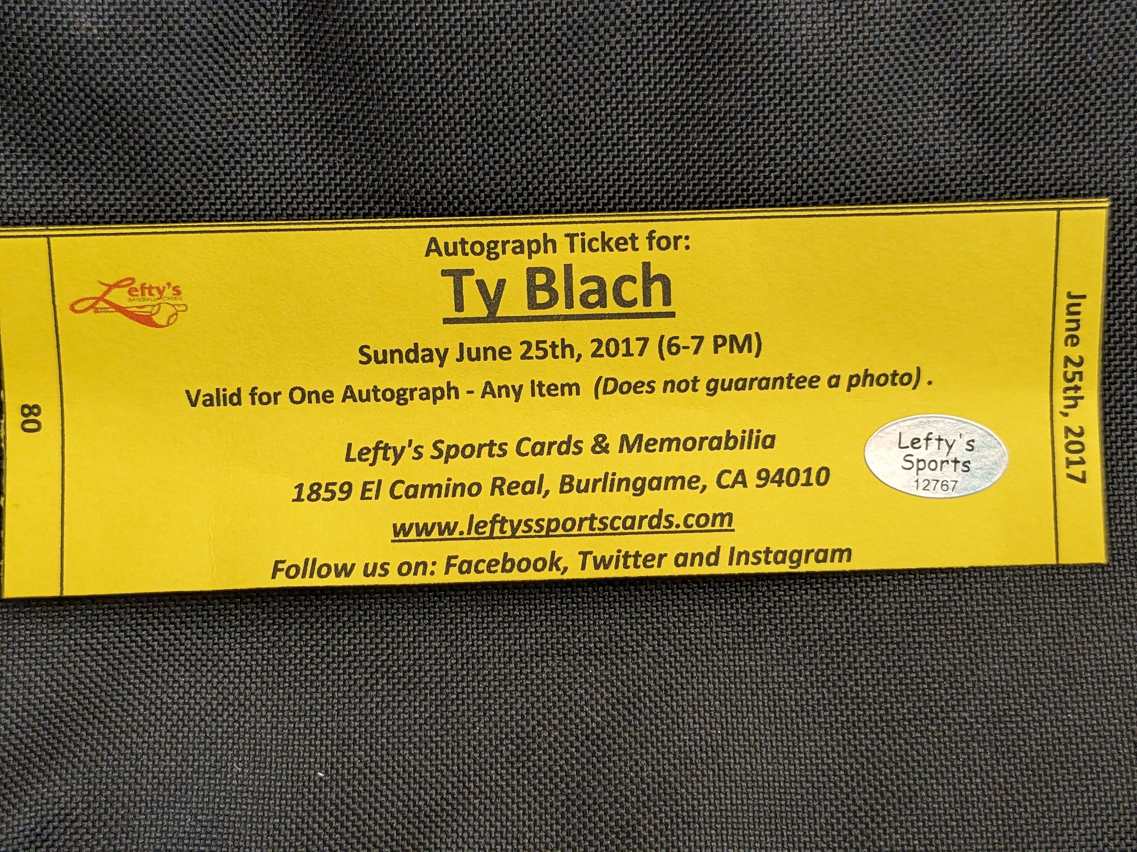 Ty Blach San Francisco Giants Autographed Baseball